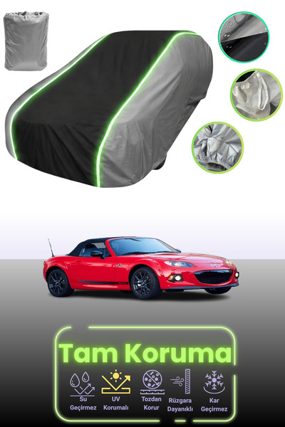 Dokaca Neo غطاء حماية للسيارة باللون الرمادي والأسود والرمادي النيون قماش مجدّل مازدا Mx-5 / مياتا 2015 - 2021 متوافق مع السيارة