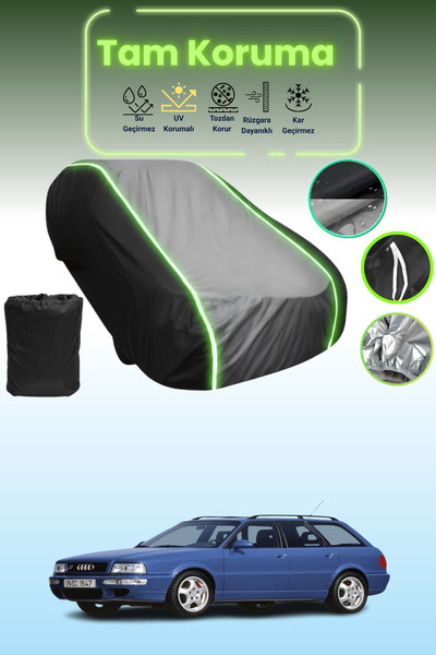 Dokaca Neo غطاء حماية متوافق مع سيارة أودي 80 أفانت من نوع Black_Grey_Black Neon قماش مجدّل