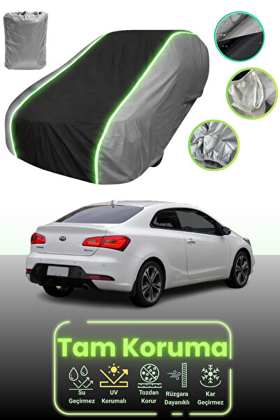 Dokaca Neo غطاء حماية للسيارة باللون الرمادي والأسود والرمادي النيون قماش مجدّل متوافق مع سيارة كيا سيراتو 3 كوبيه