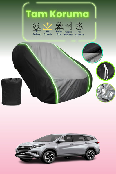 Dokaca Neo غطاء حماية متوافق مع سيارة تويوتا راش قماش مجدّل باللون الأسود_الرمادي_الأسود النيون