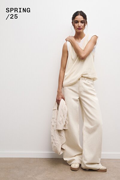 Pull & Bear Yüksek bel geniş paça jean