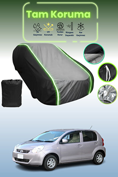 Dokaca Neo غطاء حماية متوافق مع سيارة تويوتا باسو قماش مجدّل باللون الأسود_الرمادي_الأسود النيون