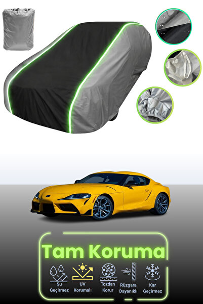 Dokaca Neo غطاء حماية للسيارة باللون الرمادي والأسود والرمادي النيون قماش مجدّل متوافق مع تويوتا سوبرا 2019 - 2021