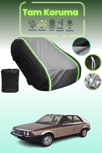 Dokaca Neo غطاء حماية متوافق مع سيارة فيات ريتمو بيرتون كابريو قماش مجدّل باللون الأسود_الرمادي_الأسود النيون