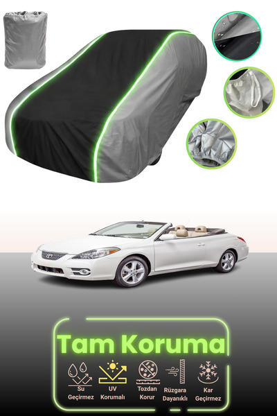 Dokaca Neo غطاء حماية متوافق مع سيارة تويوتا سولارا كابريوليه قماش مجدّل من 2004 إلى 2008 باللون الرمادي والأسود والرمادي النيون