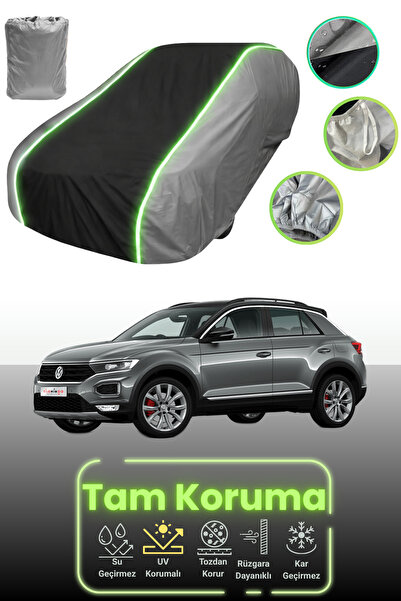 Dokaca Neo غطاء حماية للسيارة باللون الرمادي والأسود والرمادي النيون قماش مجدّل متوافق مع سيارة فولكس فاجن تي روك