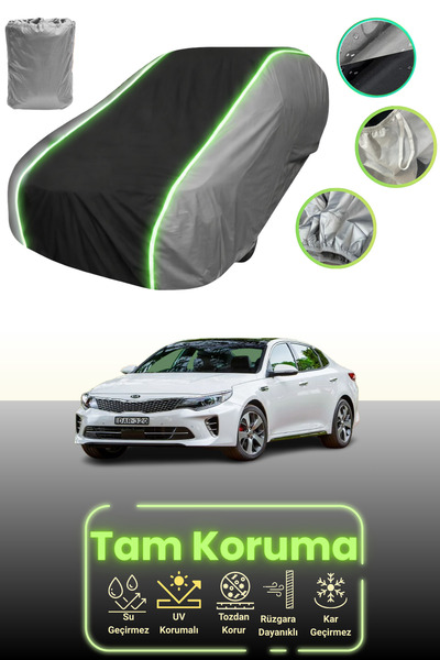 Dokaca Neo غطاء حماية للسيارة باللون الرمادي والأسود والرمادي النيون قماش مجدّل متوافق مع سيارة كيا أوبتيما 2016 - 2021