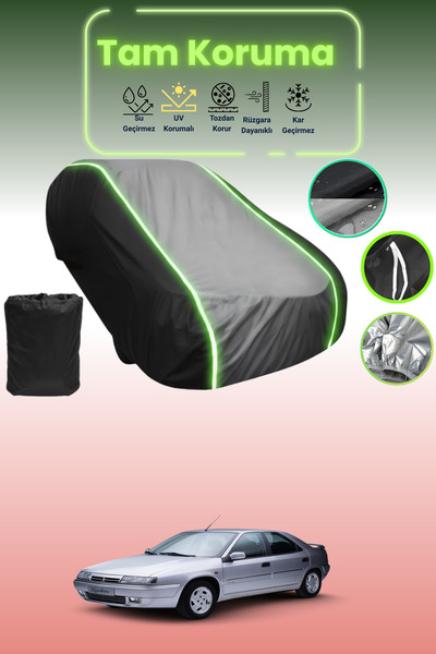 Dokaca Neo غطاء حماية متوافق مع سيارة سيتروين زانتيا قماش مجدّل باللون الأسود_الرمادي_الأسود النيون