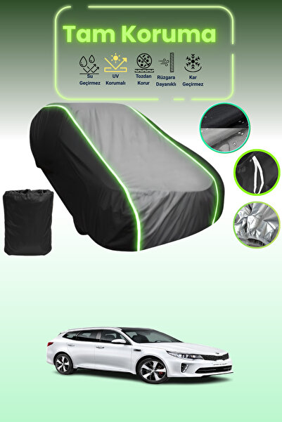 Dokaca Neo غطاء حماية متوافق مع سيارة كيا أوبتيما قماش مجدّل 4 سبورت واجن باللون الأسود_الرمادي_الأسود النيون