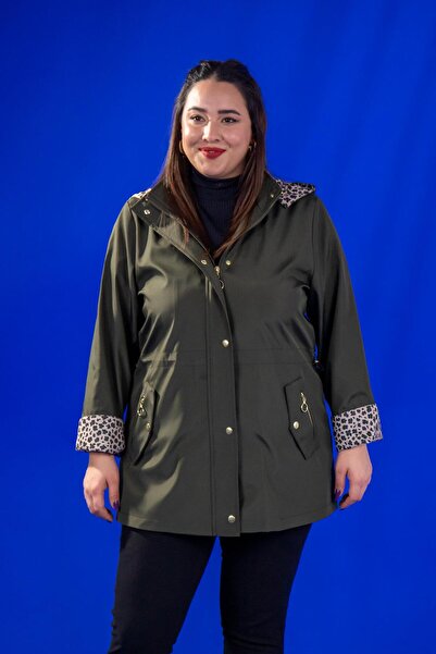 Roxxlen 1222442 Jachetă de ploaie Thomas pentru femei, mărime mare, kaki, leo...