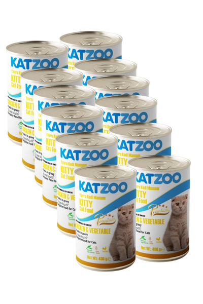 katzoo Yavru Konserve Kedi Maması 400 Gr x 12 | Tavuklu