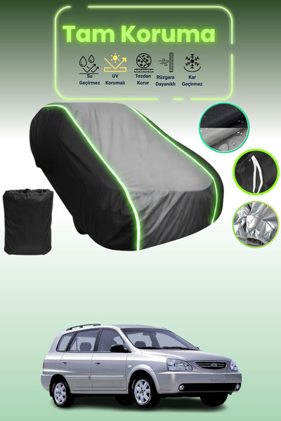 Dokaca Neo غطاء حماية متوافق مع سيارة كيا كارينز 2002 - 2006 باللون الأسود_الرمادي_الأسود النيون قماش مجدّل