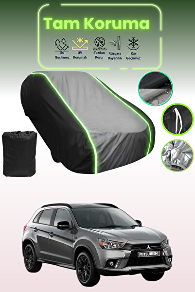 Dokaca Neo غطاء حماية متوافق مع سيارة ميتسوبيشي Asx 1 باللون الأسود_الرمادي_الأسود النيون قماش مجدّل