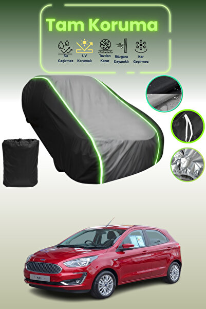 Dokaca Neo غطاء حماية متوافق مع سيارة فورد كا+ قماش مجدّل باللون الأسود_الرما...