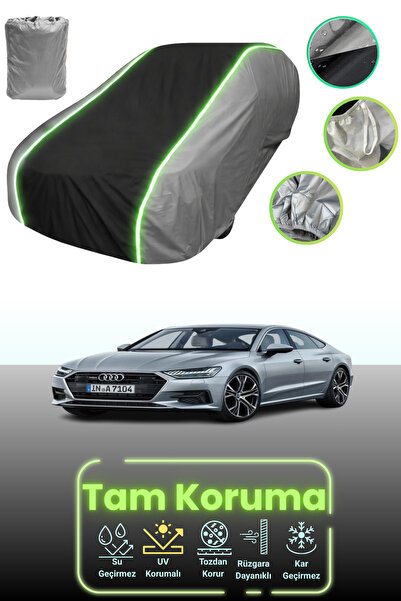 Dokaca Neo غطاء حماية للسيارة باللون الرمادي والأسود والرمادي النيون قماش مجدّل متوافق مع سيارة أودي A7 سبورت باك 2017 - 2021