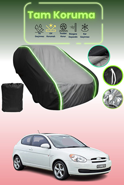 Dokaca Neo غطاء حماية متوافق مع سيارة هيونداي أكسنت هاتشباك قماش مجدّل باللون الأسود_الرمادي_الأسود النيون