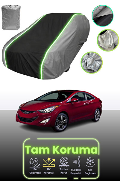 Dokaca Neo غطاء حماية للسيارة باللون الرمادي والأسود والرمادي النيون قماش مجدّل متوافق مع سيارة هيونداي إلنترا 5 كوبيه