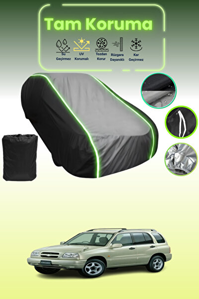 Dokaca Neo غطاء حماية متوافق مع سيارة سوزوكي إسكودو قماش مجدّل باللون الأسود_الرمادي_الأسود النيون