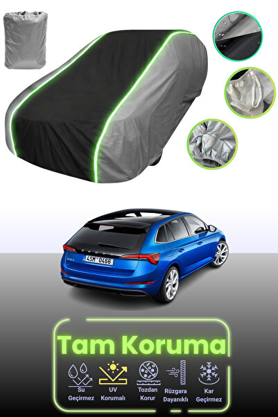 Dokaca Neo غطاء حماية للسيارة باللون الرمادي والأسود والرمادي النيون قماش مجد...