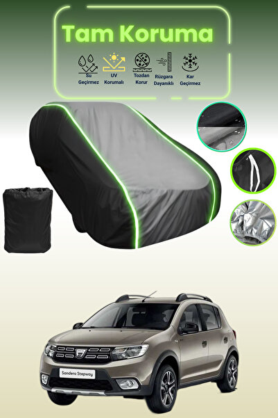 Dokaca Neo غطاء حماية للسيارة باللون الأسود_الرمادي_الأسود النيون قماش مجدّل متوافق مع داسيا سانديرو