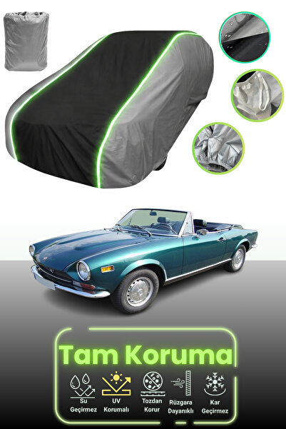 Dokaca Neo غطاء حماية للسيارة باللون الرمادي والأسود والرمادي النيون قماش مجدّل فيات 124 سبورت سبايدر 1969 - 1972