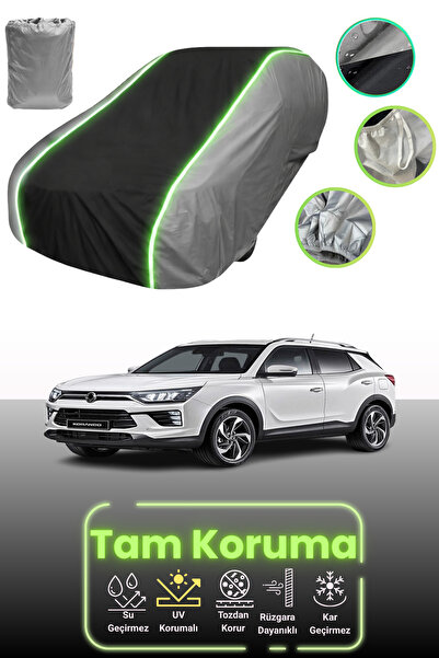 Dokaca Neo غطاء حماية للسيارة باللون الرمادي والأسود والرمادي النيون قماش مجد...