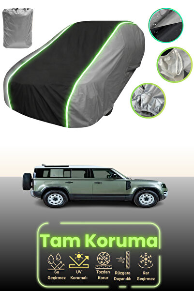 Dokaca Neo غطاء حماية للسيارة باللون الرمادي والأسود والرمادي النيون قماش مجدّل متوافق مع لاند روفر ديفندر 110