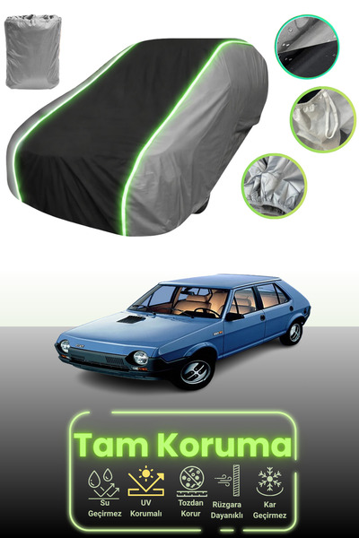 Dokaca Neo غطاء حماية للسيارة باللون الرمادي والأسود والرمادي النيون قماش مجدّل متوافق مع سيارة فيات ريتمو 1978 - 1982