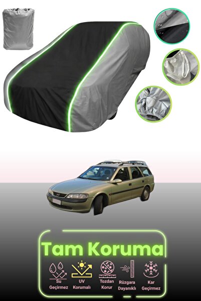 Dokaca Neo غطاء حماية للسيارة باللون الرمادي والأسود والرمادي النيون قماش مجدّل متوافق مع سيارة أوبل فيكترا بي كارافان