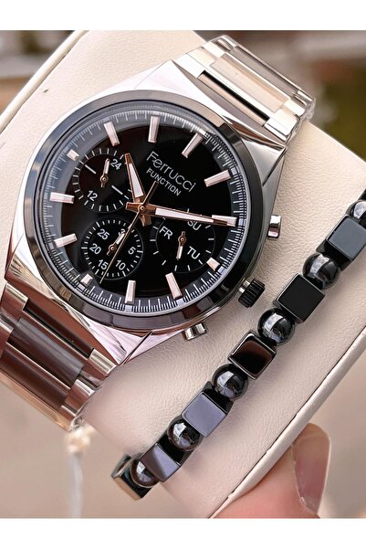 Ferrucci Men's Wristwatch with Internal Functions, Active 30m Water Resistance, Steel Strap + Bracelet Gift