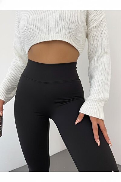 CRNSSWİMWEAR Ψηλόμεσο μαύρο κολάν εφέ σύσφιξης , Μη διαφανές, Slim Fit