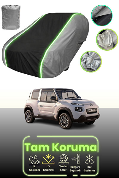 Dokaca Neo غطاء حماية للسيارة باللون الرمادي والأسود والرمادي النيون قماش مجدّل سيتروين إي-ميهاري 2018 - 2021 متوافق مع السيارة