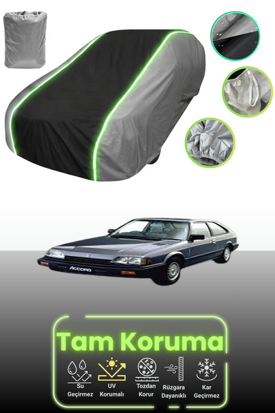 Dokaca Neo غطاء حماية للسيارة باللون الرمادي والأسود والرمادي النيون قماش مجدّل هوندا أكورد 3 أبواب 1981 - 1985 متوافق مع غطاء حماية السيارة