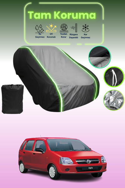 Dokaca Neo غطاء حماية متوافق مع سيارة أوبل أجيلا 2000 - 2007 باللون الأسود_الرمادي_الأسود النيون قماش مجدّل
