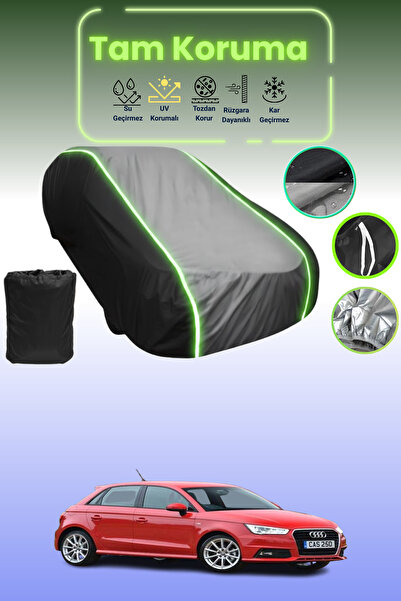 Dokaca Neo غطاء حماية متوافق مع سيارة أودي A1 سبورت باك 2015 - 2018 باللون الأسود_الرمادي_الأسود النيون قماش مجدّل