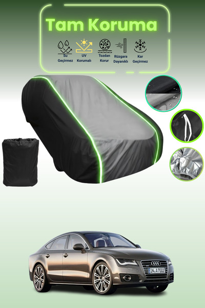 Dokaca Neo غطاء حماية متوافق مع سيارة أودي A7 سبورت باك 2010 - 2014 باللون الأسود_الرمادي_الأسود النيون قماش مجدّل