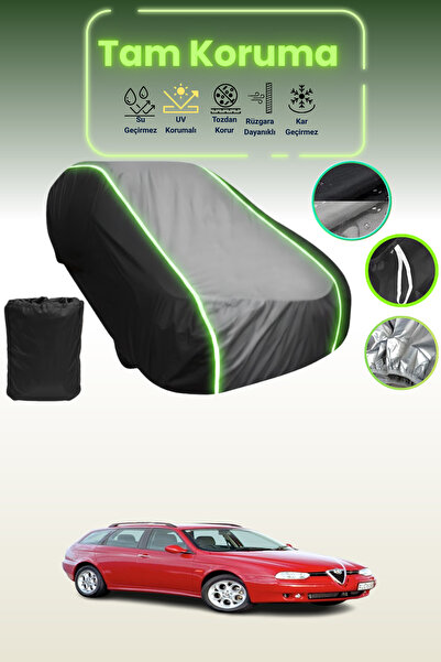 Dokaca Neo غطاء حماية متوافق مع سيارة ألفا روميو 156 سبورت واجن 2000 - 2003 باللون الأسود_الرمادي_الأسود النيون