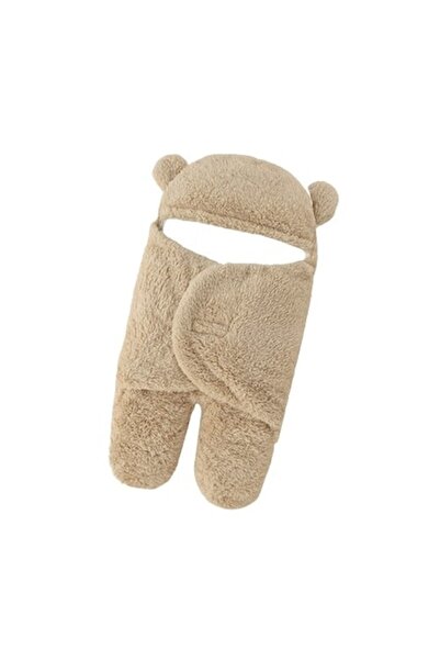 OEM Fluffy Baby Blanket 0-6 Months, Warm, Bear Shape for Swaddling Babies, Cream