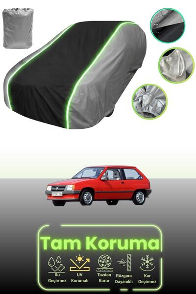 Dokaca Neo غطاء حماية للسيارة باللون الرمادي والأسود والرمادي النيون قماش مجدّل متوافق مع سيارة أوبل كورسا