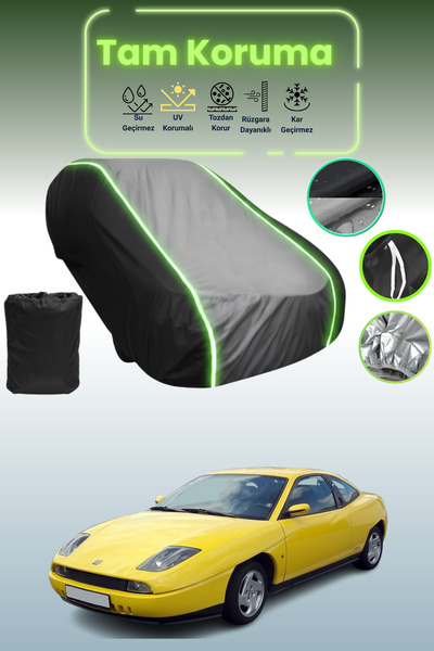 Dokaca Neo غطاء حماية متوافق مع سيارة فيات كوبيه قماش مجدّل باللون الأسود_الر...