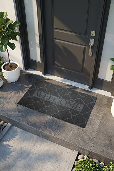 VİTALİHOME Charm Siyah Welcome Paspas Dış Kapı Paspası Kıl Kapı Önü Paspası 2009