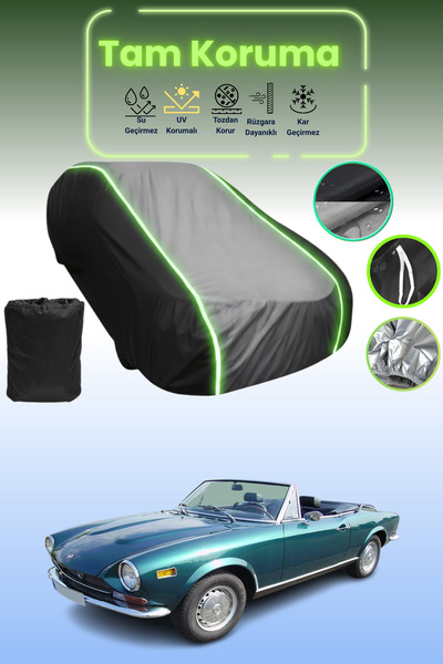 Dokaca Neo غطاء حماية متوافق مع سيارة فيات 124 سبورت سبايدر 1966 - 1969 باللون الأسود_الرمادي_الأسود النيون