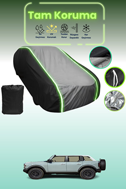 Dokaca Neo غطاء حماية متوافق مع سيارة فورد برونكو قماش مجدّل ذات الأربعة أبواب باللون الأسود_الرمادي_الأسود النيون