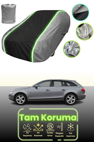 Dokaca Neo غطاء حماية للسيارة باللون الرمادي والأسود والرمادي النيون قماش مجدّل متوافق مع سيارة أودي A4 أفانت 2012 - 2016