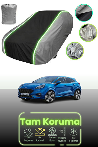 Dokaca Neo غطاء حماية للسيارة باللون الرمادي والأسود والرمادي النيون قماش مجدّل متوافق مع سيارة فورد بوما 2019 - 2021