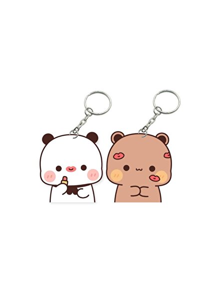 ADA 3D Dudu Bubu Panda Ayıcık Çift Anahtarlık Seti Sevgililer Günü Sevgiliye ...