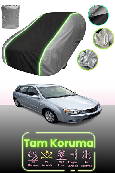 Dokaca Neo غطاء حماية للسيارة باللون الرمادي والأسود والرمادي النيون قماش مجدّل متوافق مع سيارة كيا سيراتو 1 هاتشباك