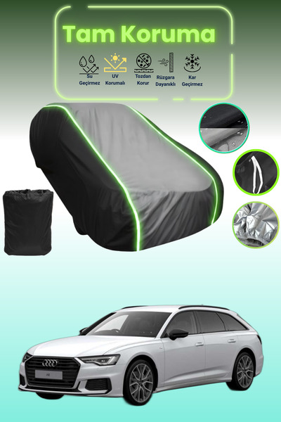 Dokaca Neo غطاء حماية متوافق مع سيارة أودي A6 أفانت قماش مجدّل باللون الأسود_الرمادي_الأسود النيون