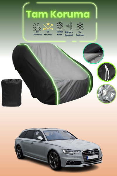 Dokaca Neo غطاء حماية متوافق مع سيارة أودي S6 أفانت قماش مجدّل باللون الأسود_الرمادي_الأسود النيون