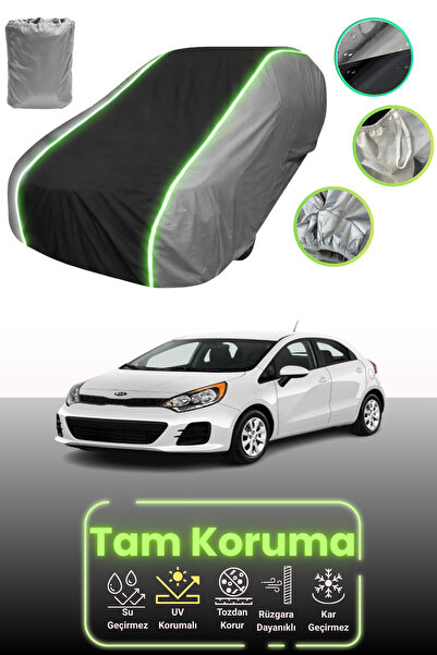 Dokaca Neo غطاء حماية للسيارة باللون الرمادي والأسود والرمادي النيون قماش مجدّل متوافق مع سيارة كيا ريو 2016 - 2021